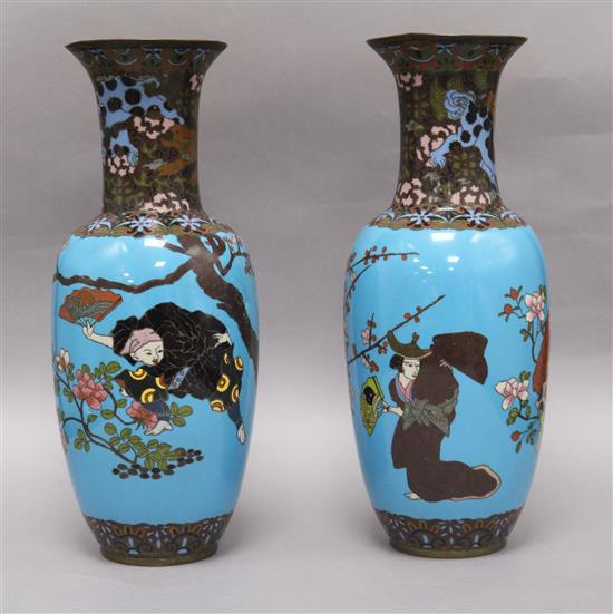 A pair of Japanese cloisonne vases height 31cm